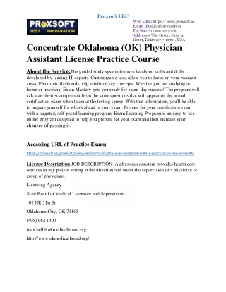 Concentrate Oklahoma (OK) Physician Assistant License Practice Course