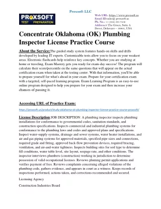 Concentrate Oklahoma (OK) Plumbing Inspector License Practice Course