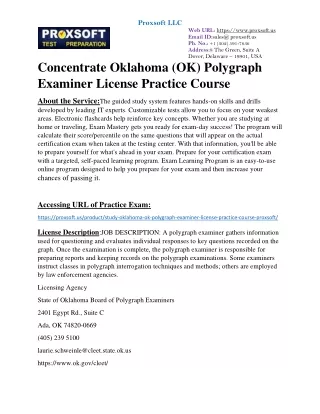 Concentrate Oklahoma (OK) Polygraph Examiner License Practice Course