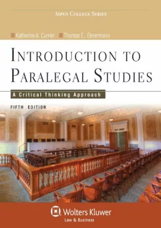 DOWNLOAD/PDF Introduction to Paralegal Studies: A Critical Thinking Approac