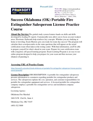 Success Oklahoma (OK) Portable Fire Extinguisher Salesperson License Practice Co