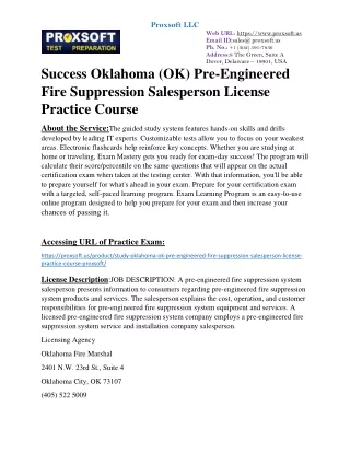 Success Oklahoma (OK) Pre-Engineered Fire Suppression Salesperson License Practi