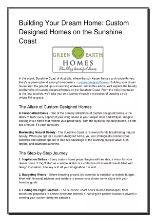 Building Your Dream Home_ Custom Designed Homes on the Sunshine Coast