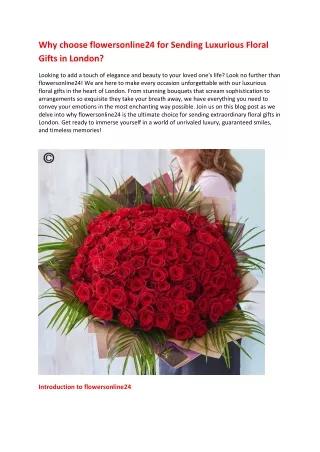 Why choose flowersonline24 for Sending Luxurious Floral Gifts in London