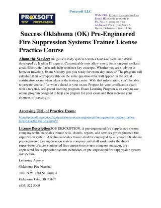 Success Oklahoma (OK) Pre-Engineered Fire Suppression Systems Trainee License Pr