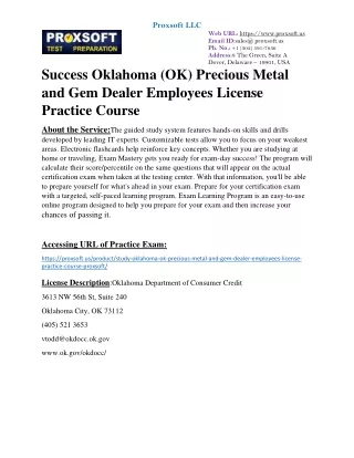 Success Oklahoma (OK) Precious Metal and Gem Dealer Employees License Practice C