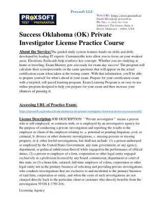 Success Oklahoma (OK) Private Investigator License Practice Course