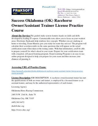 Success Oklahoma (OK) Racehorse Owner/Assistant Trainer License Practice Course