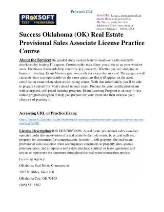 Success Oklahoma (OK) Real Estate Provisional Sales Associate License Practice C
