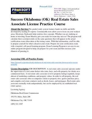 Success Oklahoma (OK) Real Estate Sales Associate License Practice Course