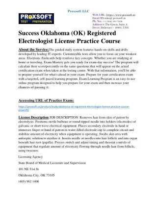 Success Oklahoma (OK) Registered Electrologist License Practice Course