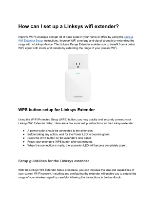 How can I set up a Linksys wifi extender