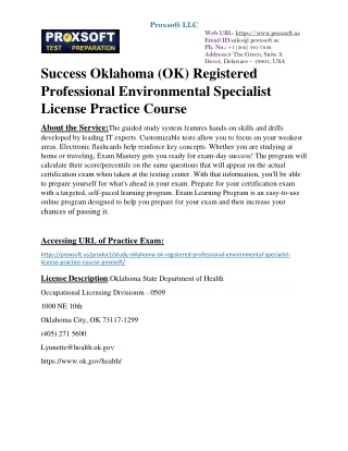 Success Oklahoma (OK) Registered Professional Environmental Specialist License P