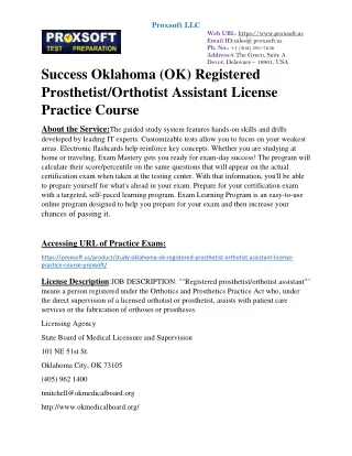 Success Oklahoma (OK) Registered Prosthetist/Orthotist Assistant License Practic