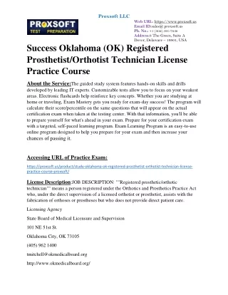 Success Oklahoma (OK) Registered Prosthetist/Orthotist Technician License Practi