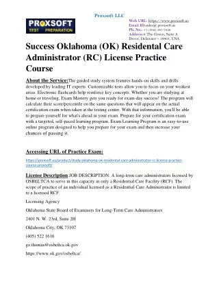 Success Oklahoma (OK) Residental Care Administrator (RC) License Practice Course