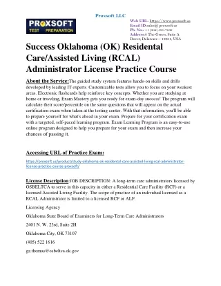 Success Oklahoma (OK) Residental Care/Assisted Living (RCAL) Administrator Licen