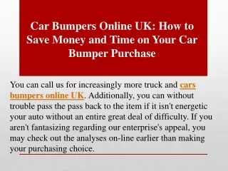 Car Bumpers Online UK: How to Save Money and Time on Your Car Bumper Purchase