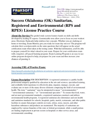 Success Oklahoma (OK) Sanitarian, Registered and Environmental (RPS and RPES) Li