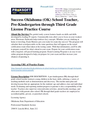 Success Oklahoma (OK) School Teacher, Pre-Kindergarten through Third Grade Licen