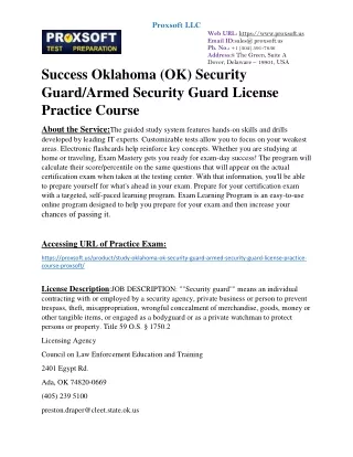 Success Oklahoma (OK) Security Guard/Armed Security Guard License Practice Cours