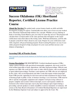 Success Oklahoma (OK) Shorthand Reporter, Certified License Practice Course