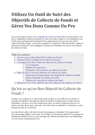 Utilisez Un Outil De Suivi Des Objectifs De Collecte De Fonds Et Gérez Vos Dons