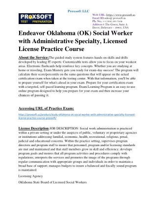 Endeavor Oklahoma (OK) Social Worker Associate, Licensed License Practice Course