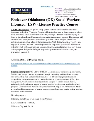 Endeavor Oklahoma (OK) Social Worker, Licensed (LSW) License Practice Course