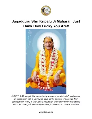 Jagadguru Shri Kripalu Ji Maharaj_ Just Think How Lucky You Are