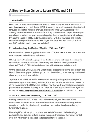 A Step-by-Step Guide to Learn HTML and CSS
