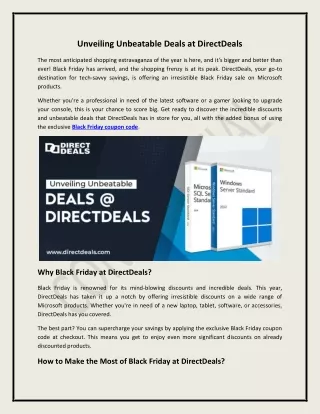 Unveiling Unbeatable Deals at DirectDeals