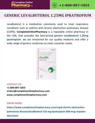 Generic Levalbuterol 1.25mg Ipratropium