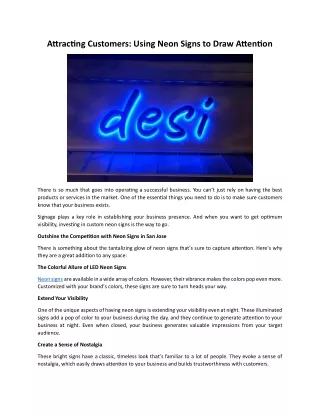 Attracting Customers: Using Neon Signs to Draw Attention