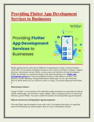 Providing Flutter App Development Services to Businesses