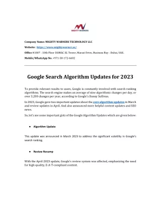 Latest Google Algorithm Updates 2023