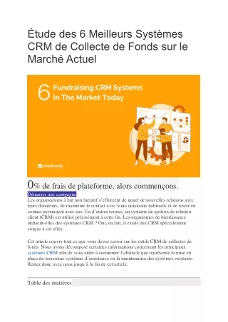 6 Meilleurs Systèmes CRM De Collecte De Fonds Sur Le Marché Actuel