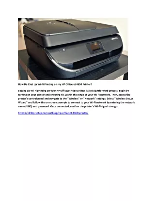 How Do I Set Up Wi-Fi Printing on my HP OfficeJet 4650 Printer