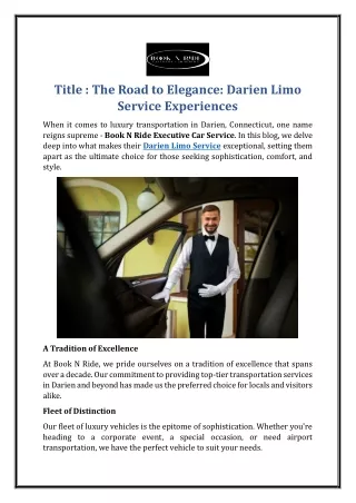 The Road to Elegance: Darien Limo Service Experiences