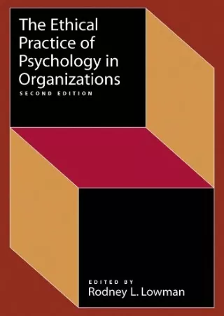 Download Book [PDF] The Ethical Practice of Psychology in Organizations, Second Edition (Division