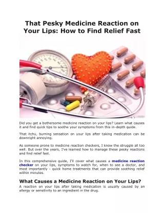 That Pesky Medicine Reaction on Your Lips How to Find Relief Fast