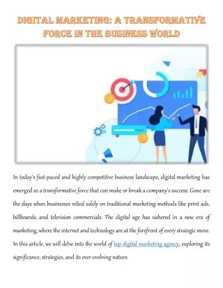 Digital Marketing: A Transformative Force in the Business World