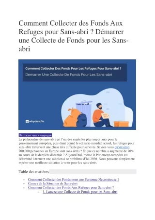 Comment Collecter Des Fonds Pour Les Refuges Pour Sans-abri  Démarrer Une Collecte De Fonds Pour Les Sans-abri