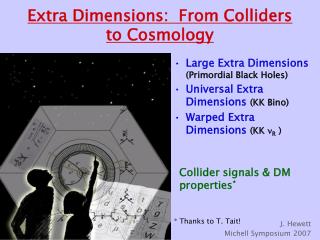 Extra Dimensions: From Colliders to Cosmology