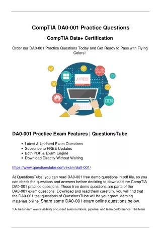 2023 Valid CompTIA DA0-001 Practice Questions -Make You a Certified Professional