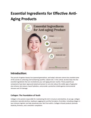 Essential Ingredients for Effective Anti-Aging Products