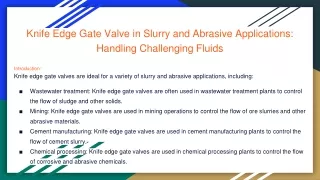 Knife Edge GateValve Solutions for Slurry & Abrasives