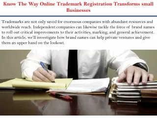 Know The Way Online Trademark Registration Transforms small Businesses