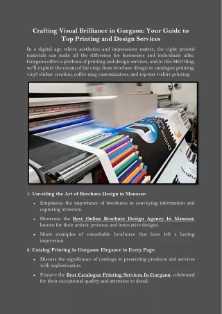 Crafting Visual Brilliance in Gurgaon Your Guide to Top Printing and Design Services