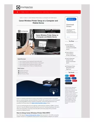 Canon Wireless Printer Setup on a Computer and Mobile Device